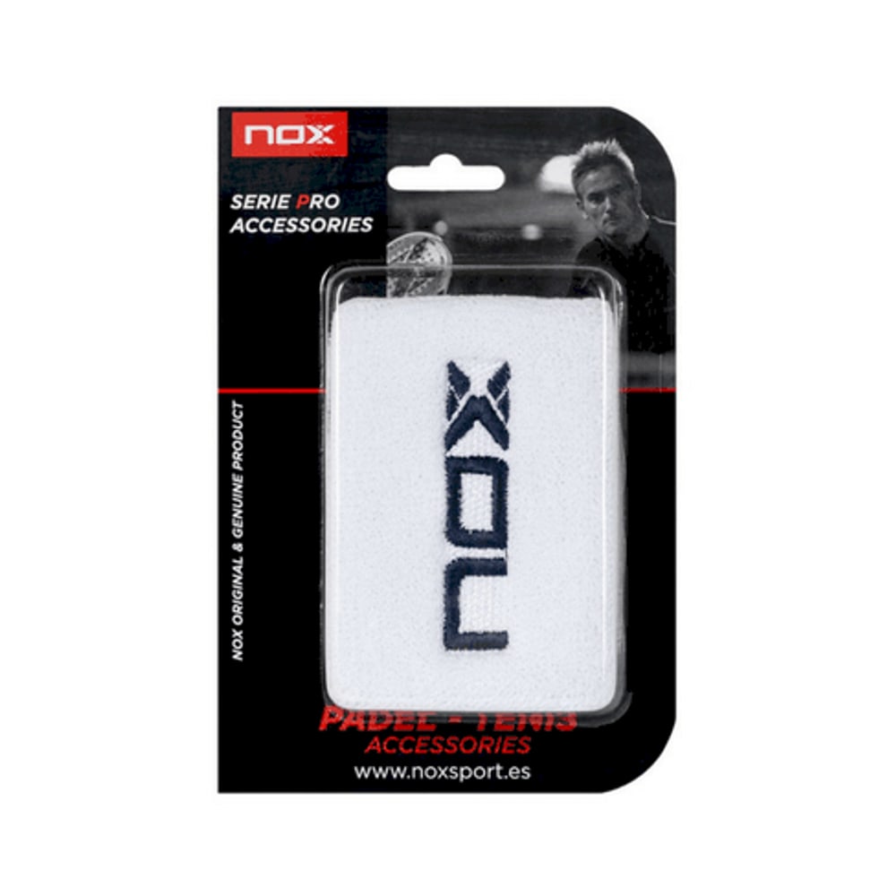 Nox zweetband wit met blauw logo